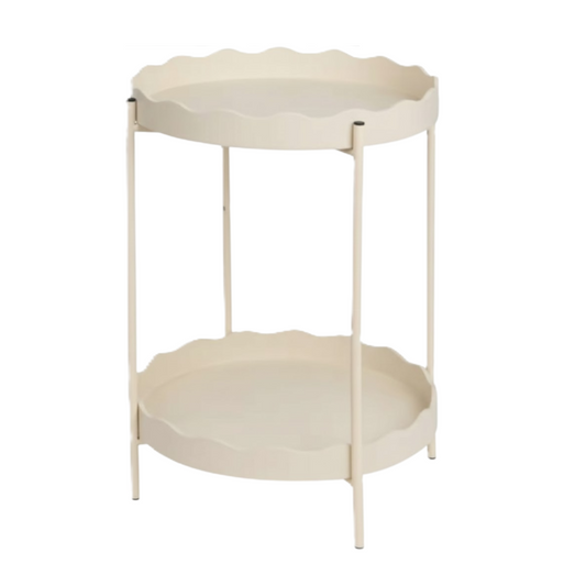 TABLE D’APPOINT RONDE À DEUX PLATEAUX Beige Ø 40,5 x 54 cm