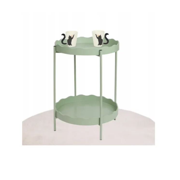 TABLE D’APPOINT RONDE À DEUX PLATEAUX Sauge Ø 40,5 x 54 cm