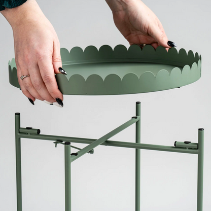 TABLE D’APPOINT RONDE À DEUX PLATEAUX Sauge Ø 40,5 x 54 cm