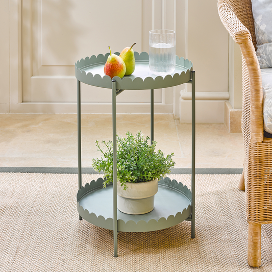 TABLE D’APPOINT RONDE À DEUX PLATEAUX Sauge Ø 40,5 x 54 cm