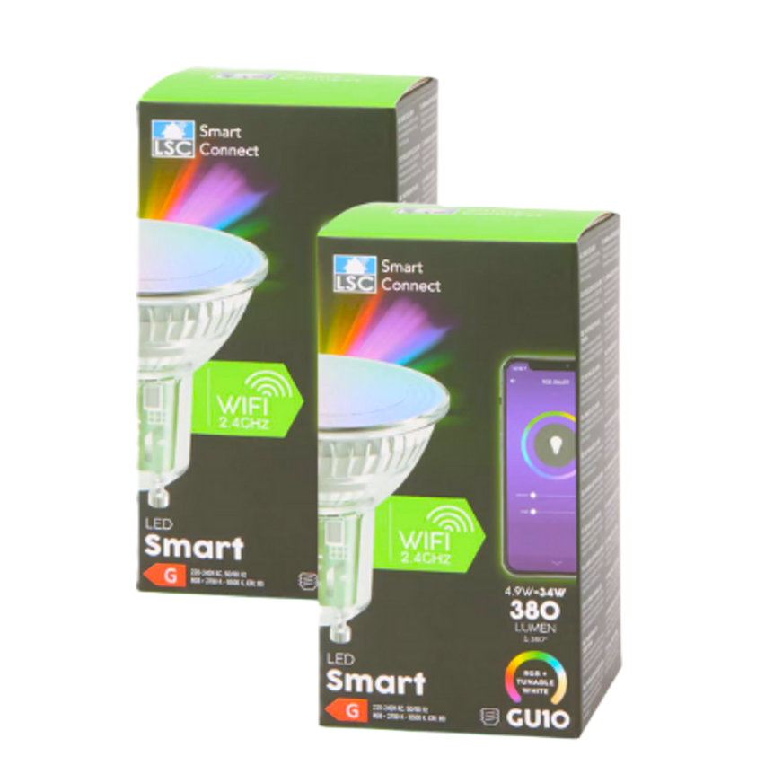 5 Ampoules / Spot connectées LSC Smart Connect Wifi Led GU10 RGB Dimmable