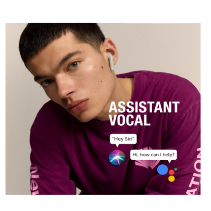 Écouteurs sans fil avec ANC REDUCTEUR DE BRUIT  Bluetooth Boitier Blanc