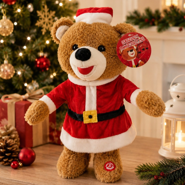 9 Ours en peluche Père Noël Garçon chantant et dansant, décoration de Noël de 34 cm