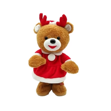 9 Peluches Rennes Fille chantant et dansant, décoration de Noël de 34 cm