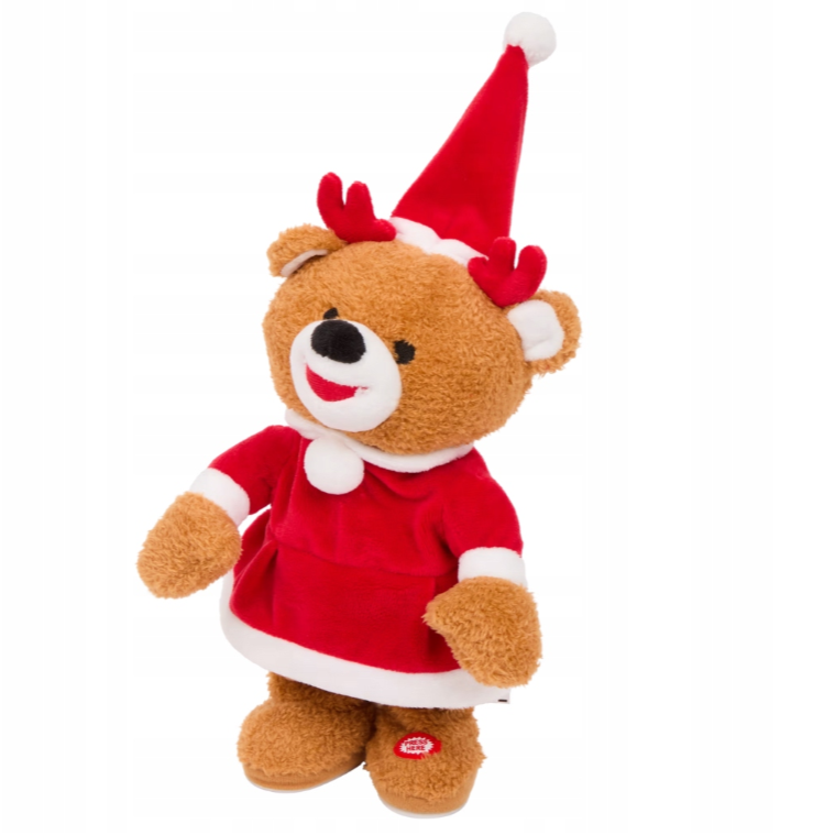 9 Peluches Rennes Fille chantant et dansant, décoration de Noël de 34 cm