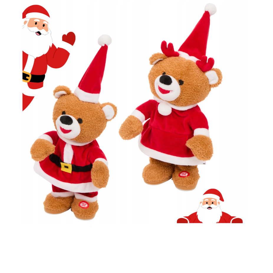 9 Ours en peluche Père Noël Garçon chantant et dansant, décoration de Noël de 34 cm