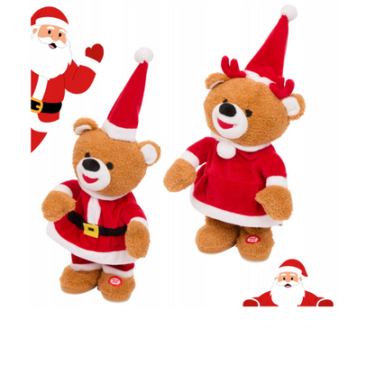 9 Ours en peluche Père Noël Garçon chantant et dansant, décoration de Noël de 34 cm