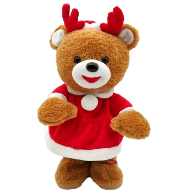 9 Peluches Rennes Fille chantant et dansant, décoration de Noël de 34 cm