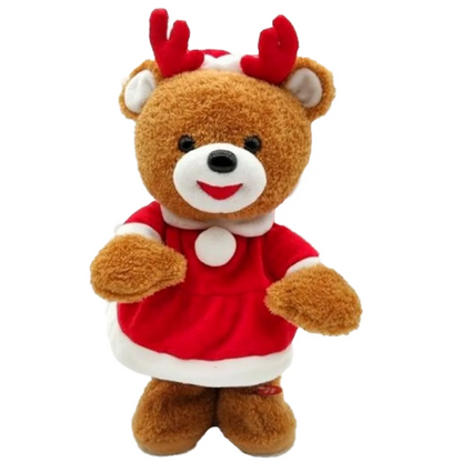 9 Peluches Rennes Fille chantant et dansant, décoration de Noël de 34 cm