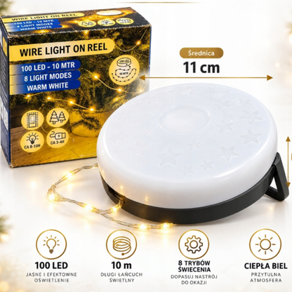 12 Boites de Guirlande lumineuse LED 10 m sur bobine, rechargeable USB-C, blanc chaud, 100 LED, 8 modes