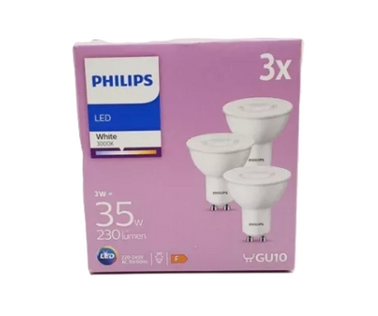 Boite de 3 Ampoules / Spots LED GU10 Philips 3 W = 35 W 230 lumens