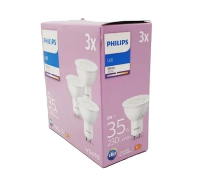 Boite de 3 Ampoules / Spots LED GU10 Philips 3 W = 35 W 230 lumens