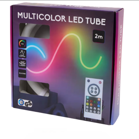 Tuyau LED multicolore de 2 m avec télécommande et effets lumineux RGB flexibles