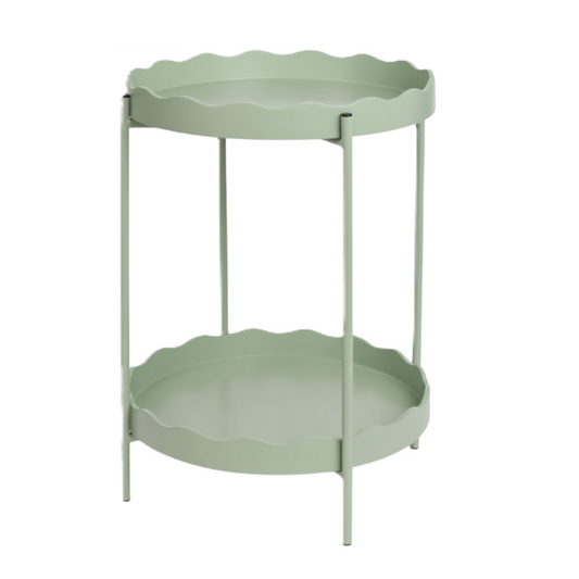 TABLE D’APPOINT RONDE À DEUX PLATEAUX Sauge Ø 40,5 x 54 cm