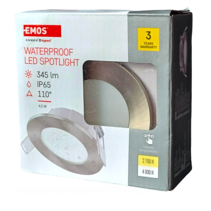 10 Spot LED encastré 4,5 W étanche 345 lumens 2700 K/4000 K angle 110° Emos / Legrand