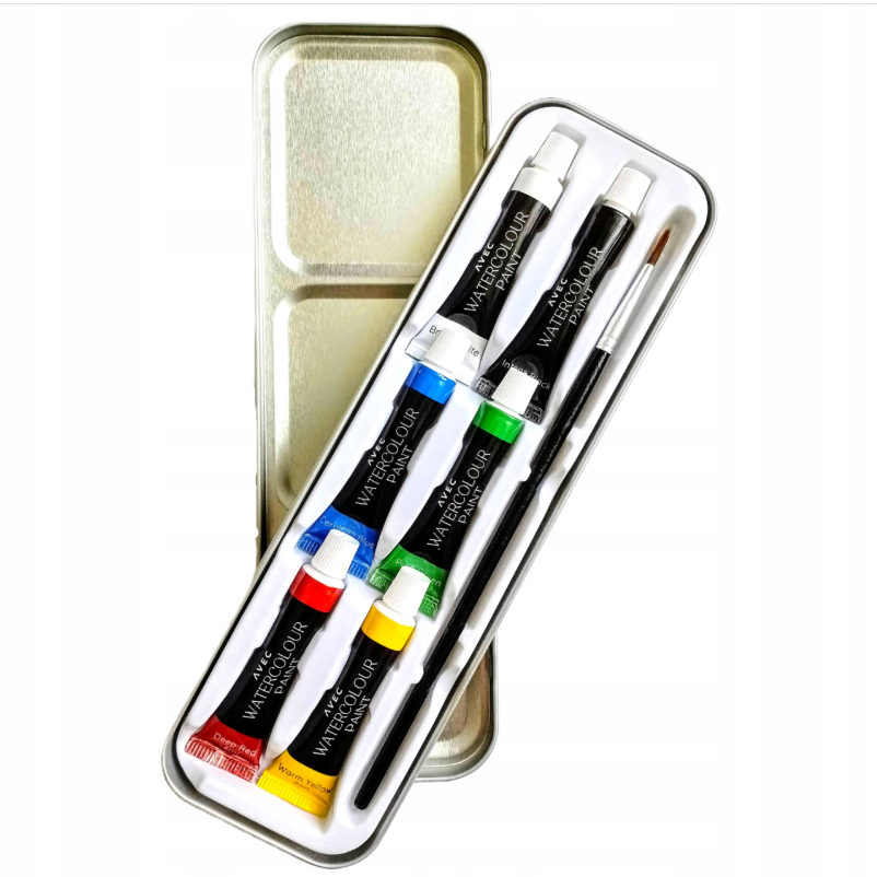 Coffret aquarelle 6 couleurs, pinceaux inclus