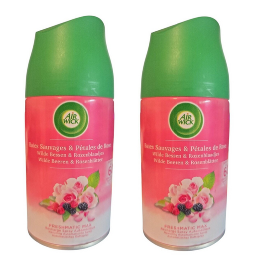 6 Recharges Freshmatic max Désodorisant AIR WICK Baies Sauvage et Pétales de Rose