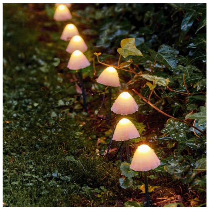 4 Boites : Lampe de jardin LED champignon fonctionne avec piles, 20 LED, 3,8 m - 8 Fonctions