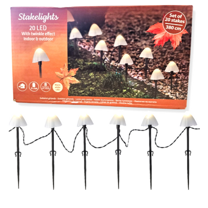 4 Boites : Lampe de jardin LED champignon fonctionne avec piles, 20 LED, 3,8 m - 8 Fonctions