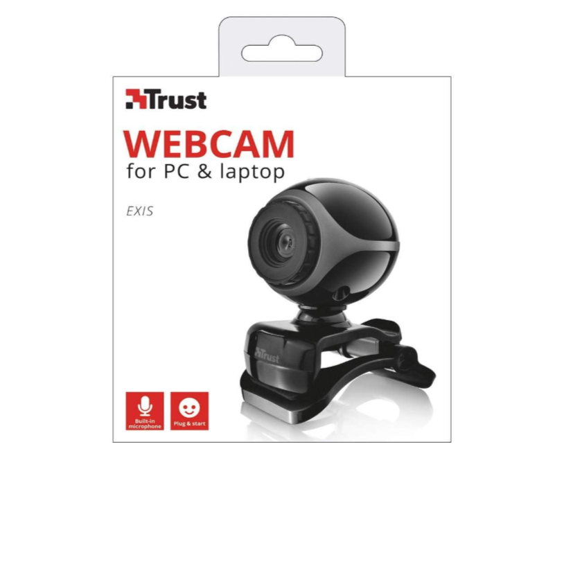 8 Boites : Webcam Trust Exis pour PC portable avec microphone intégré intelligent