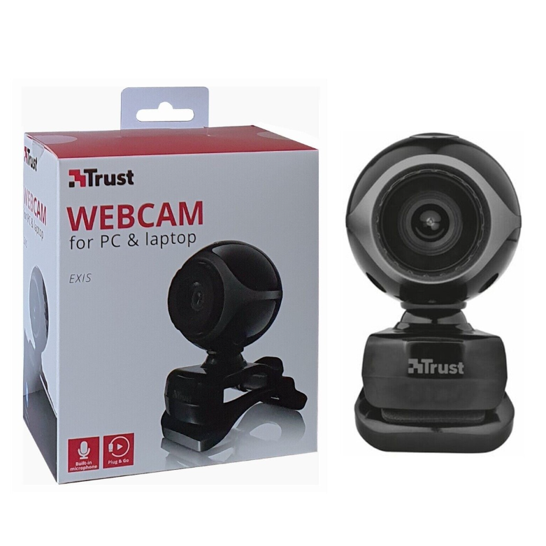 8 Boites : Webcam Trust Exis pour PC portable avec microphone intégré intelligent