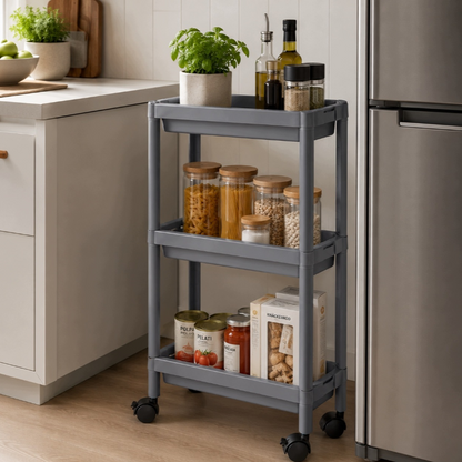 Etagère sur roulettes, chariot de salle de bain, organisateur de cuisine, armoire étroite à 3 niveaux.