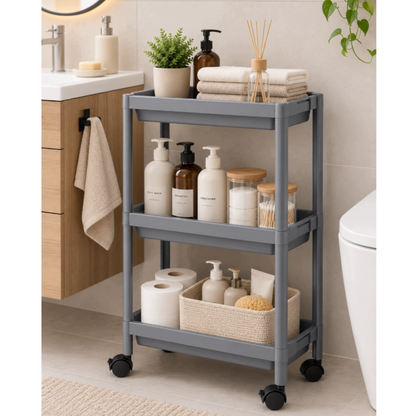 Etagère sur roulettes, chariot de salle de bain, organisateur de cuisine, armoire étroite à 3 niveaux.