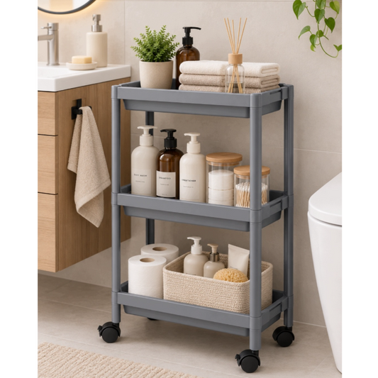 Etagère sur roulettes, chariot de salle de bain, organisateur de cuisine, armoire étroite à 3 niveaux.