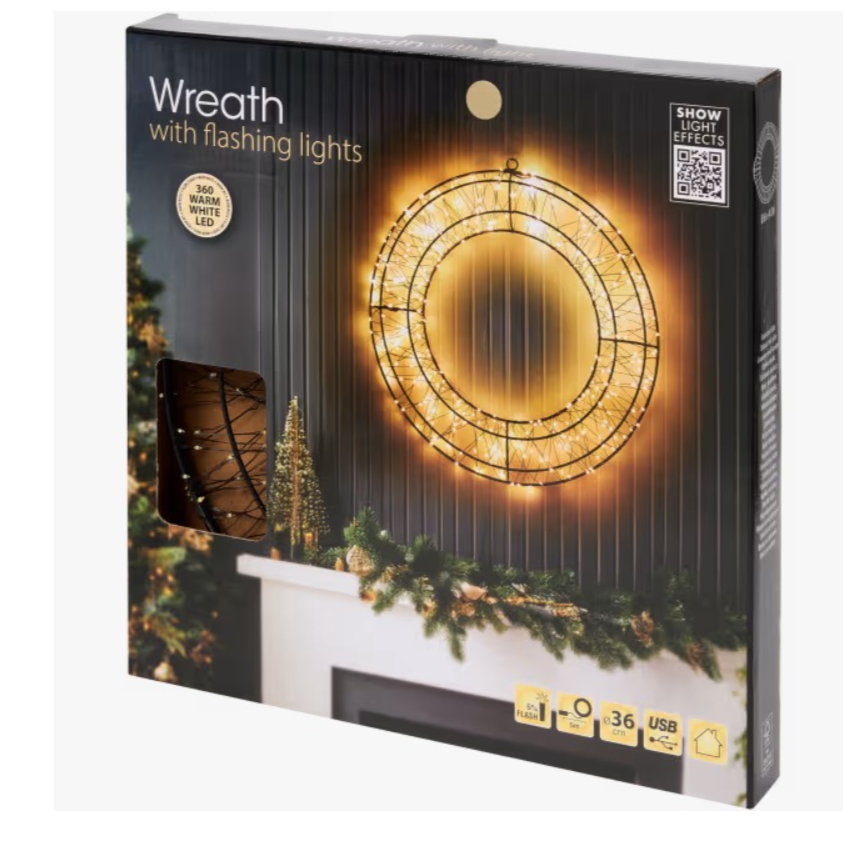 5 Boites : Couronne lumineuse LED Ø 36 cm, cercle LED 360 diodes USB