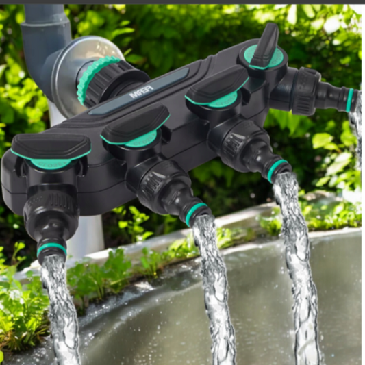 Distributeur / Raccord d'eau quadruple pour robinet, tuyau d'arrosage, raccord en T avec vannes Ferm
