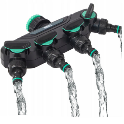 Distributeur / Raccord d'eau quadruple pour robinet, tuyau d'arrosage, raccord en T avec vannes Ferm
