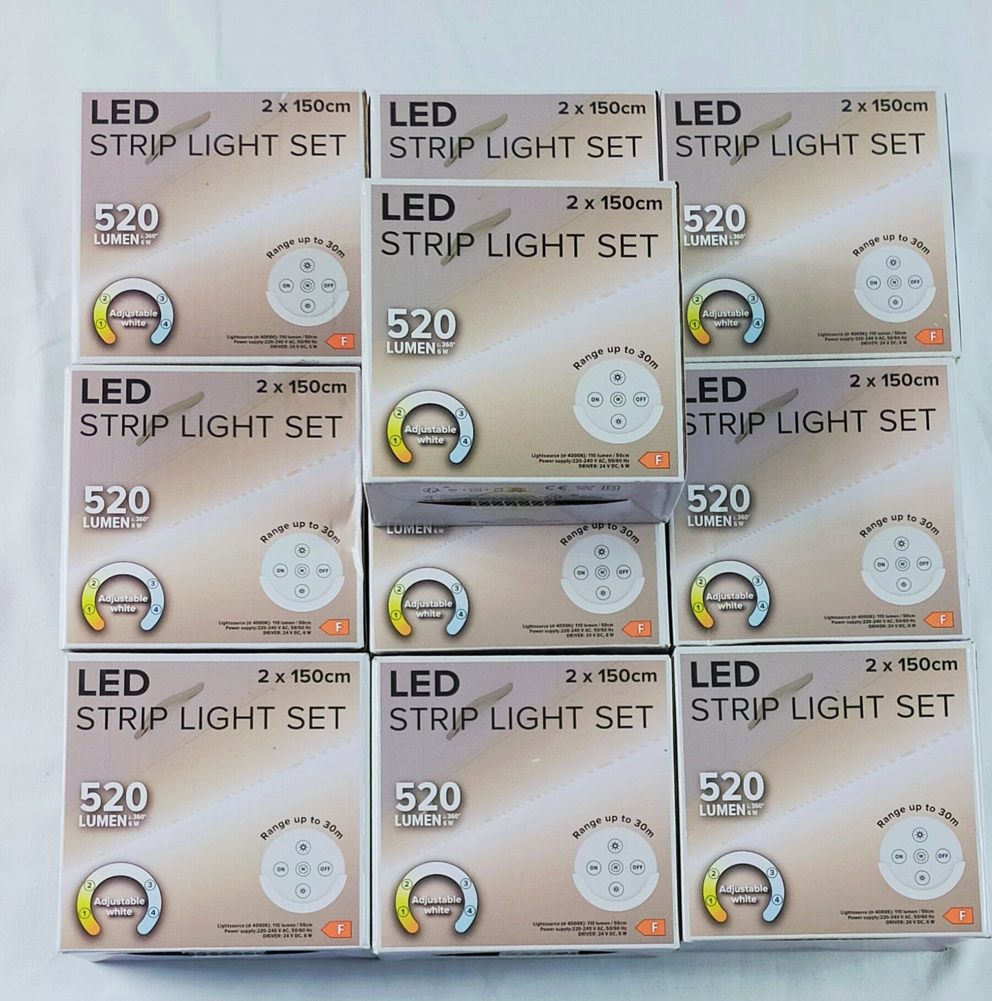 Lot de 10 Boites de 2 rubans Led blanc avec télécommande et support ( 4 euro / pcs)