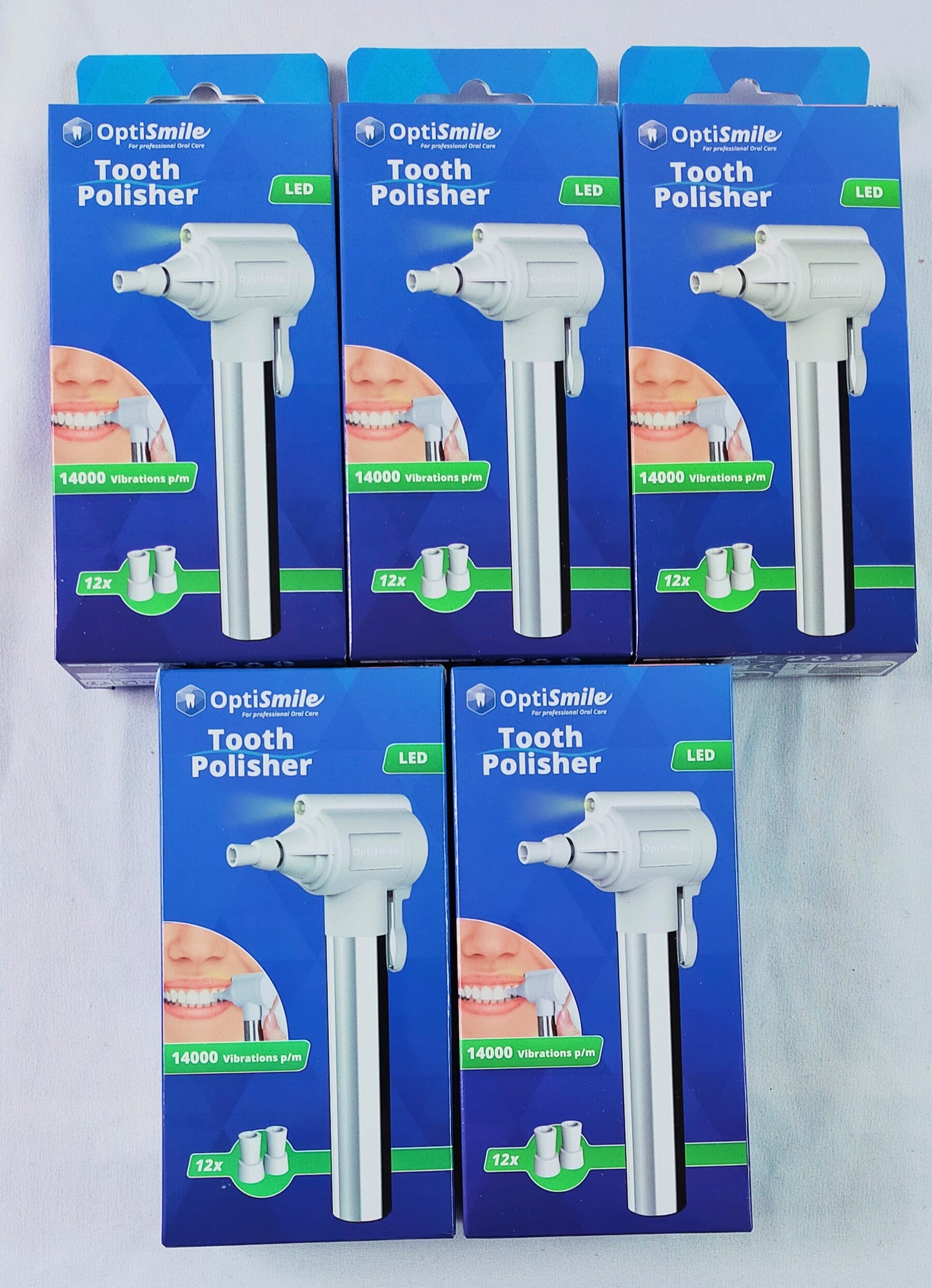 Lot de 5 Blanchisseurs polisseurs dentaire à tête rotative Led avec 12 embouts ( 4 euro / pcs )