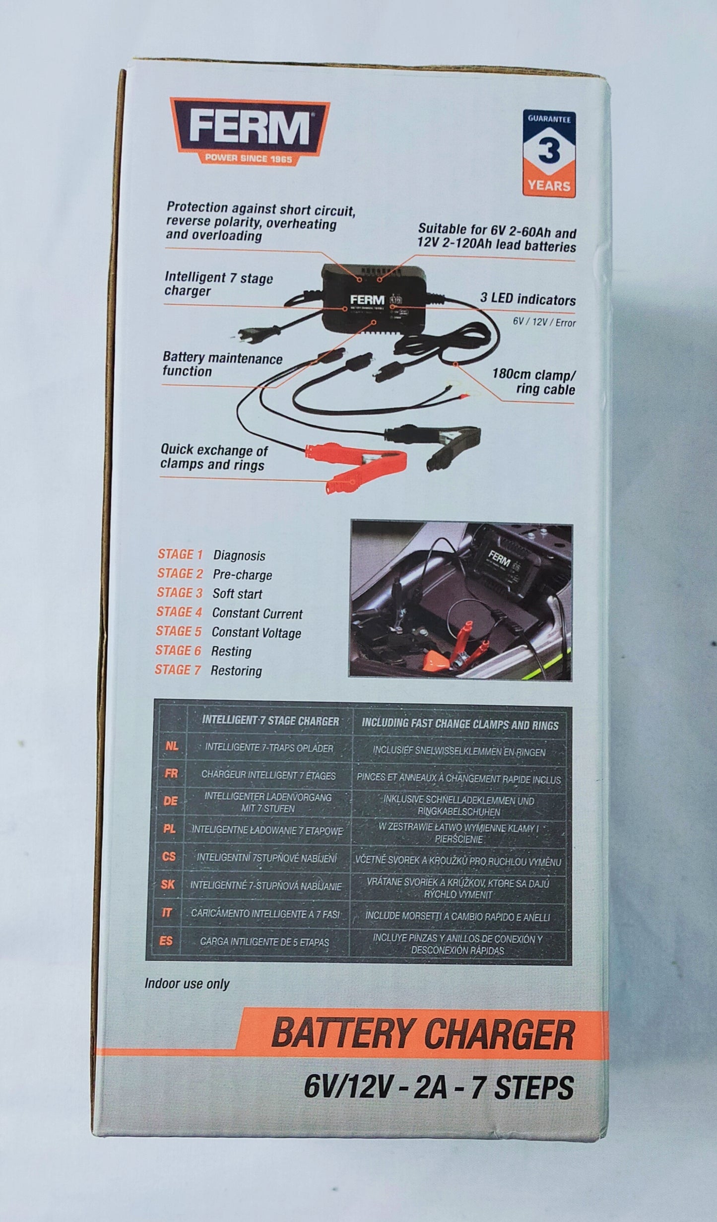 Lot de 3 Chargeurs de batterie rapide Ferm 6-12 V 2A  7 Etapes ( 6 euro / pcs )