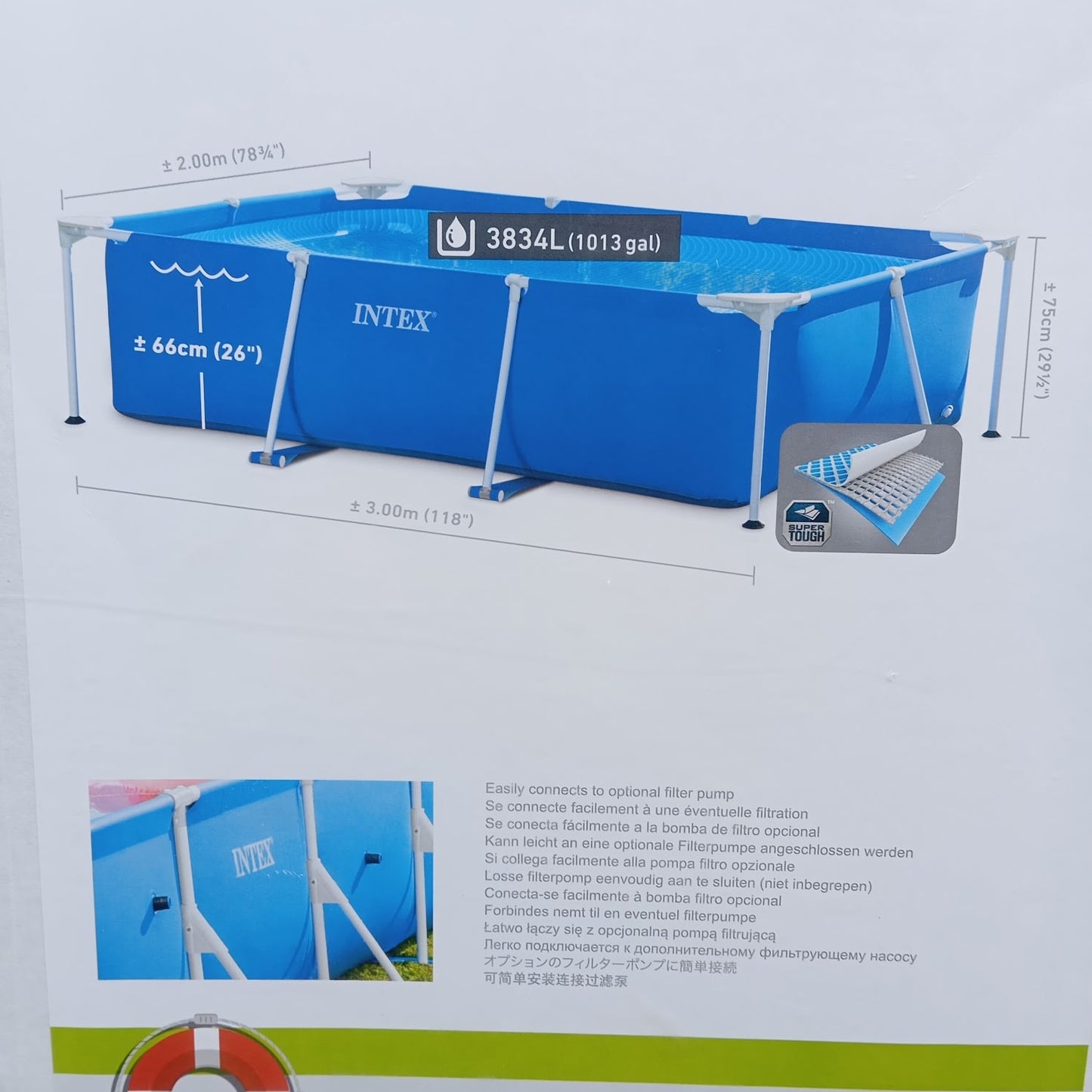 Piscine Intex Tubulaire rectangulaire 3 m x 2 m x 75 cm