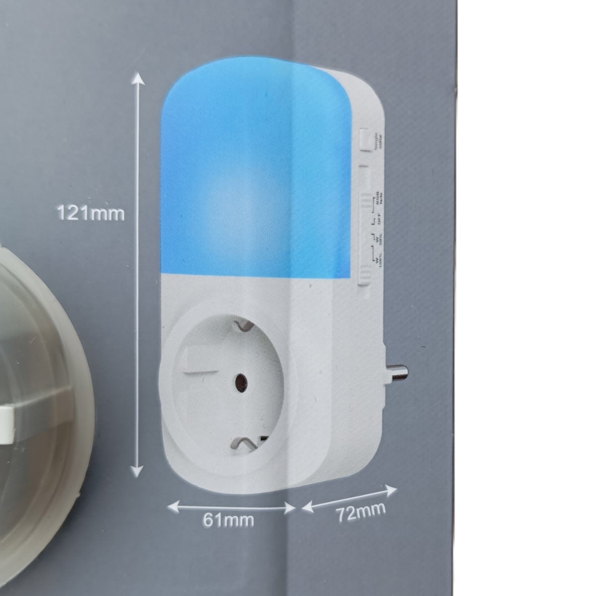 Adaptateur de prise avec veilleuse 20 lumens RGB + Blanc / Blanc Chaud