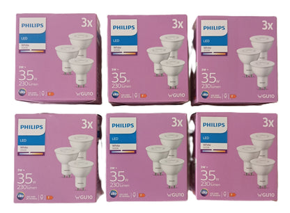 6 Boites de 3 Ampoules / Spots LED GU10 Philips 3 W = 35 W 230 lumens