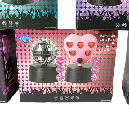 8 Packs de 2 Boules Disco Rond et Cœur avec Led 360 °