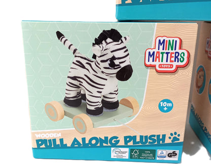 5 Peluches / Jouets  à tracter en Bois pour enfants