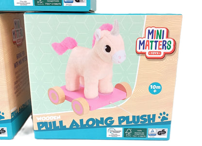 5 Peluches / Jouets  à tracter en Bois pour enfants