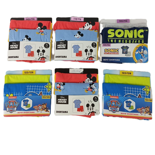 6 Ensemble Pyjama 2 pièces Disney / Sonic / Paw Patrol....