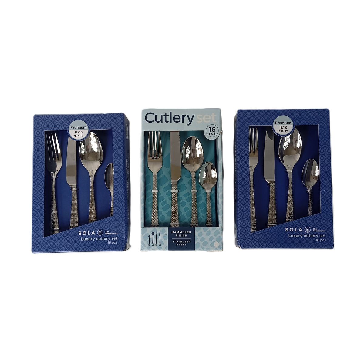 3 Sets de couverts - ménagères de 16 pcs en acier Prenuim