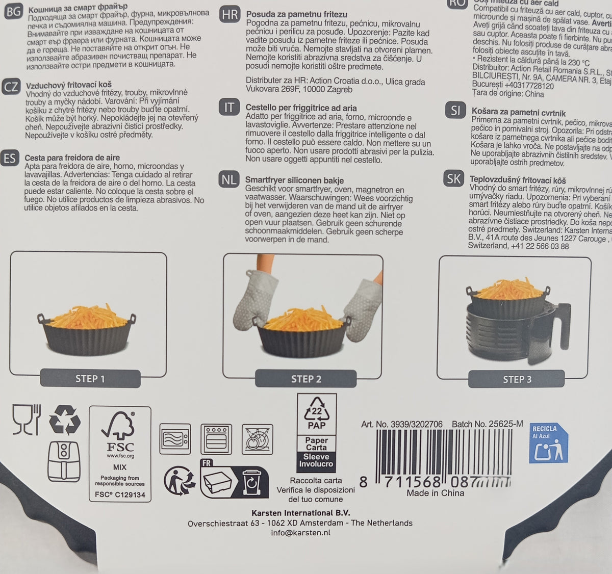 12 Paniers en silicone XL 4.5 L Air fryer - friteuse à air chaud