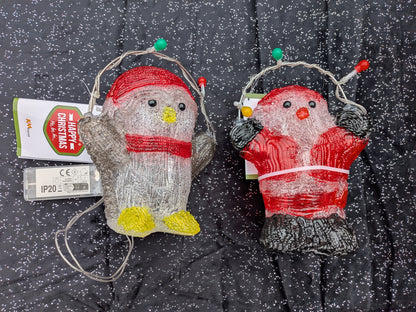20 Figurines Père Noel / Pingouins de Noël Lumineux Guirlandes LED Intégrées 🎄