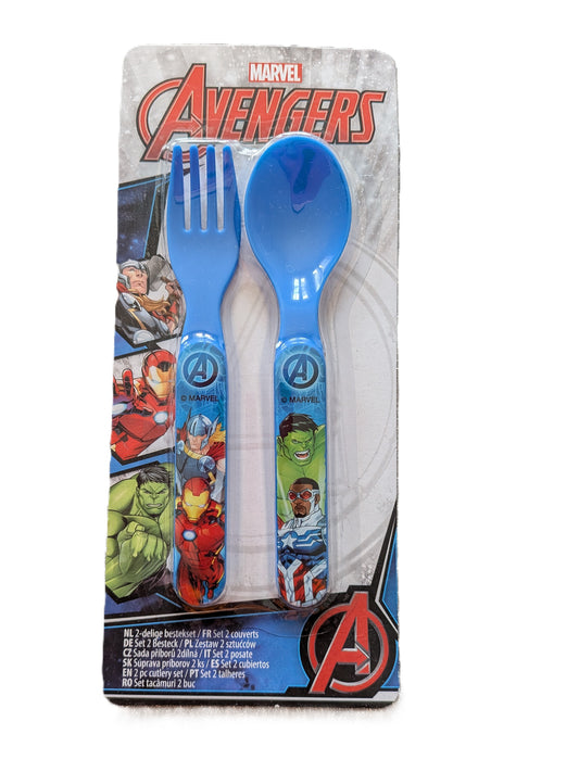 Set de 2 couverts en plastique Marvel Avengers – Fourchette & Cuillère – Idéal pour enfants