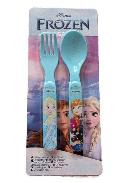 Set de 2 couverts en plastique Reine des Neiges – Fourchette & Cuillère – Idéal pour enfants