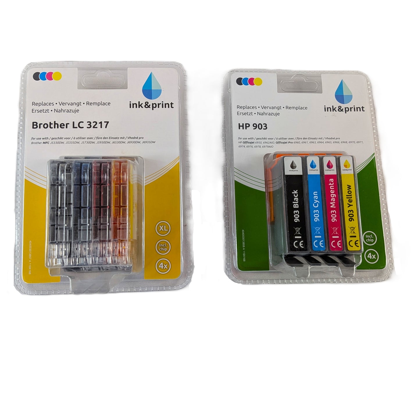 10 Cartouches d'encre Couleurs HP / Brother