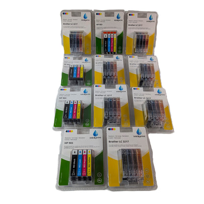 11 Cartouches d'encre Couleurs HP / Brother