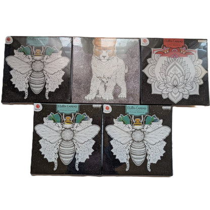 Lot de 5 Toiles à colorier pailletée 29 x 29 cm