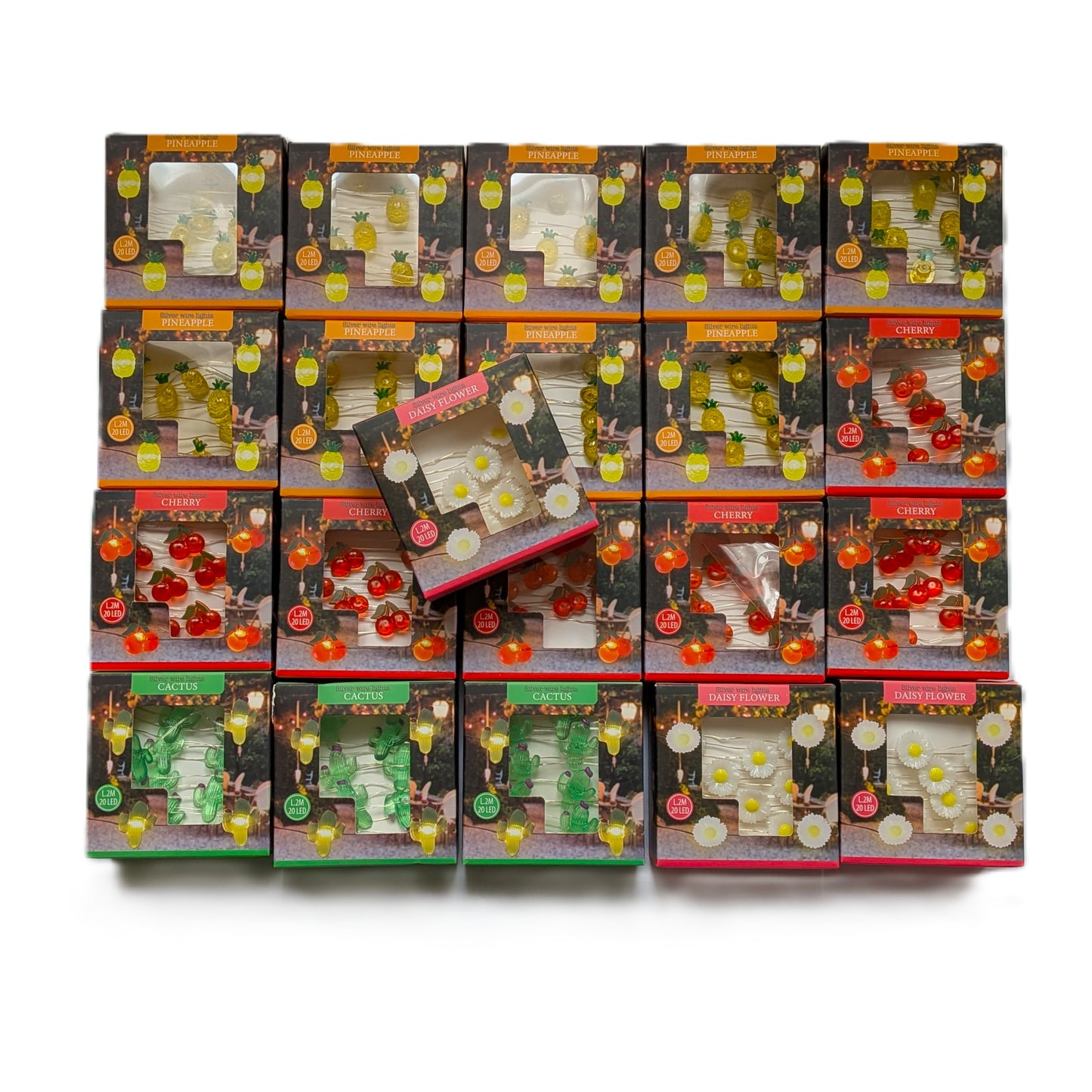21 Guirlandes Lumineuse 20 LED Ananas / Cerise / Cactus /  Fleur